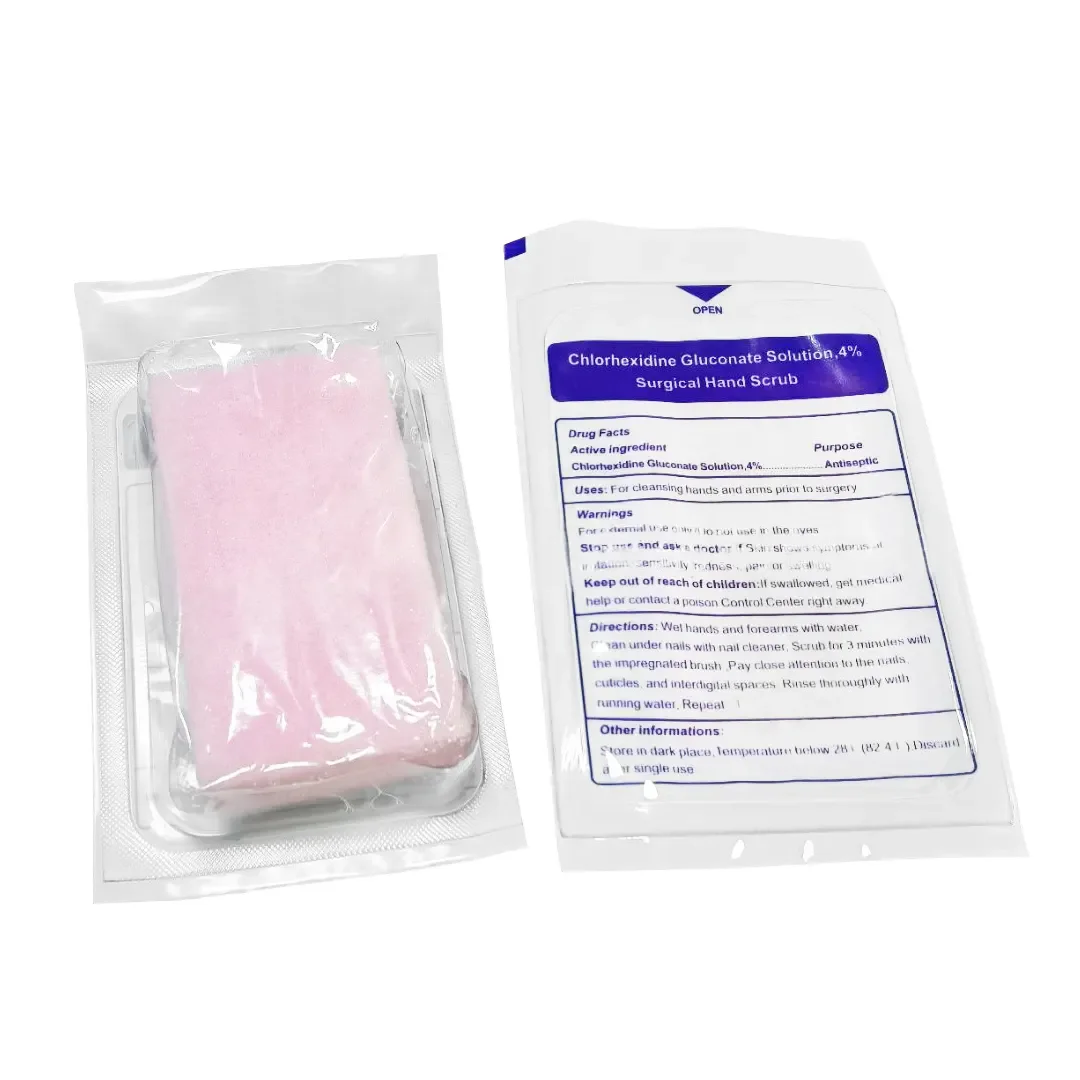 Medical Surgical Scrub Brush with 4% Chlorhexidine Gluconate and Iodine Solution PE Material Disinfecting Type EOS