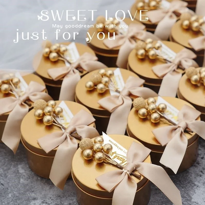 Unique Wedding favor party candy chocolate gifts boxes Metal heart round tin box for guests