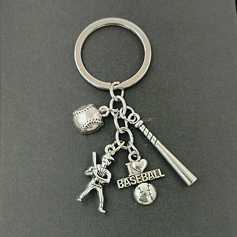 Wholesale I Love Baseball Softball Bat Hat Glove Metal Sports Key Chain Bag Car Key Chain (KA001)