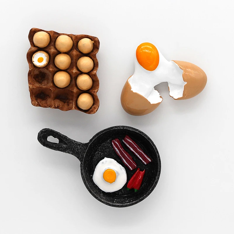 3D Decoration Magnetic Refrigerator Sticky Note Bread Machine Tomato Egg Teapot Milk Toy Custom Food Fridge Magnet For Children