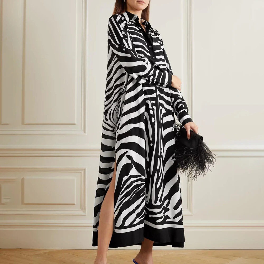 Hot Selling Sexy Animal Zebra print Loose Long Maxi Dress Custom Long Maxi Dress Women Clothing All Over Print Dress For Women