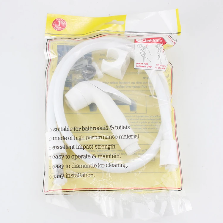 Health Faucet Plastic Two Function White Plastic Shattaf Body Jet Bidet Sprayer Muslim Personal Toilet Sprayer Gun Set