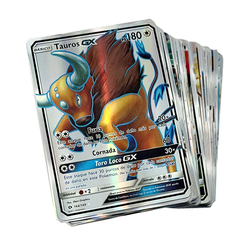 50 100 Poke mon Cards Binder Collection Booster Box  GX EX FA Tag Team Or Secret Rare Cards Like Charizard and Detective Pikachu