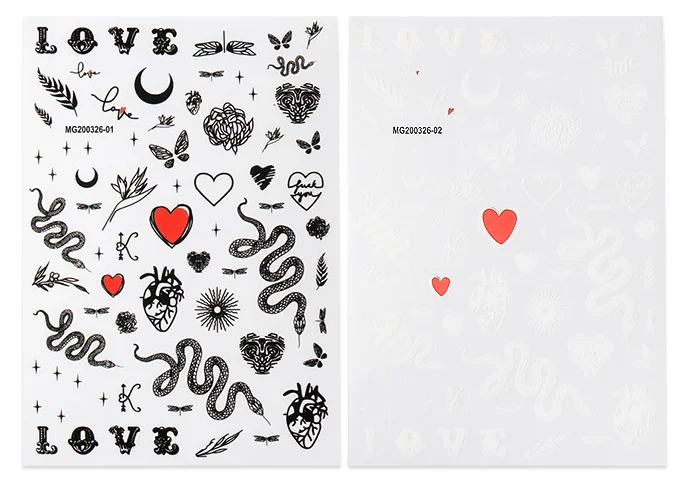 
DIY new Japanese black and white snake nail sticker Traceless nail art stickers 