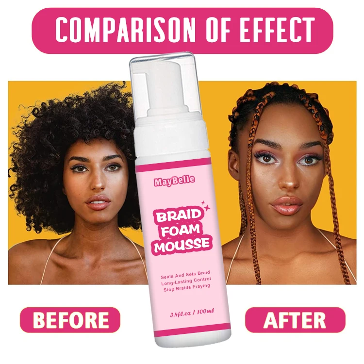 No Frizz 100ml Long Lasting Mousse For Hair For Braids For Brand Private Label Shining Braiding Mousse Braid Mousse