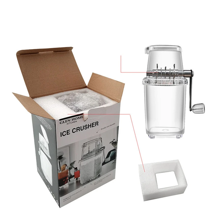 Household Manual Ice Crusher, Bar Cocktail Crushed Ice Machine Commercial Plastic Shaved Ice Machine Smoothie Machine/