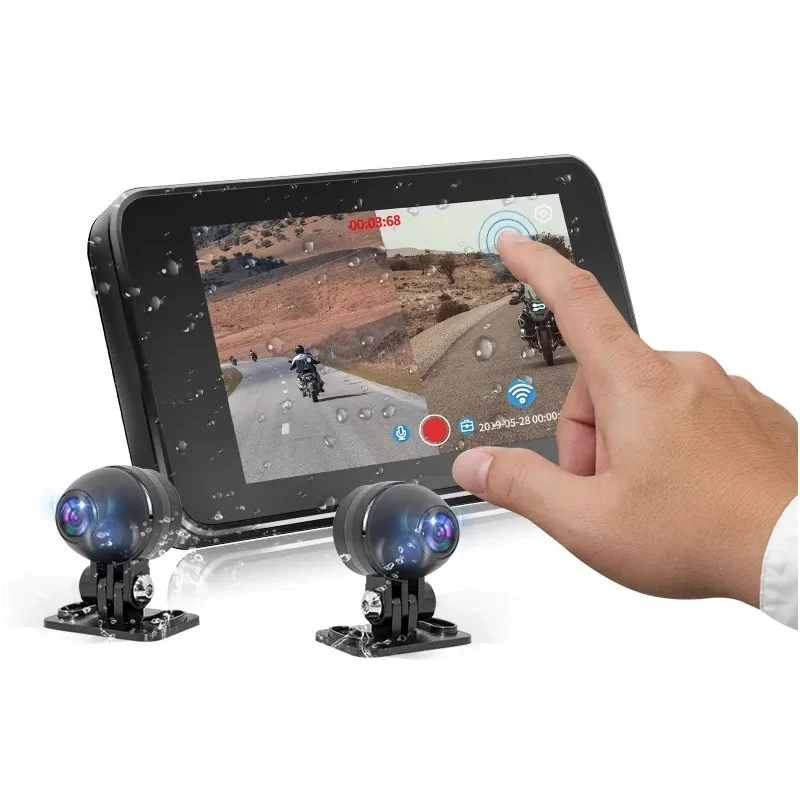 Motorcycle Camera DVR 4.0 inch IPS WiFi HD 1080P Front And Rear Waterproof Camera GPS Track Recorder