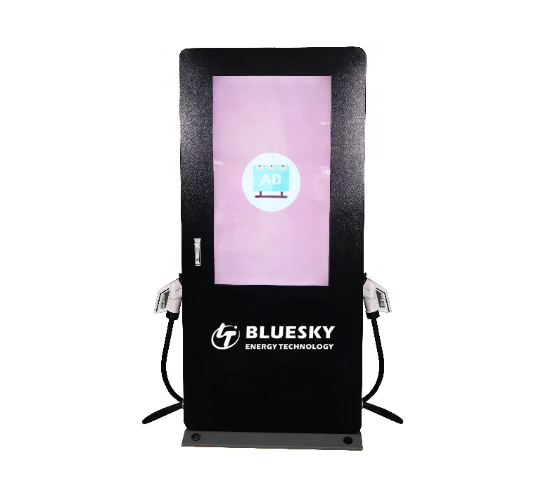 Bluesky 120KW DC EV Charger CCS 1 2 Chademo Ocpp 1.6 J CE Tuv OEM Electric Car Charging Station EV Charger 55 inch media Player