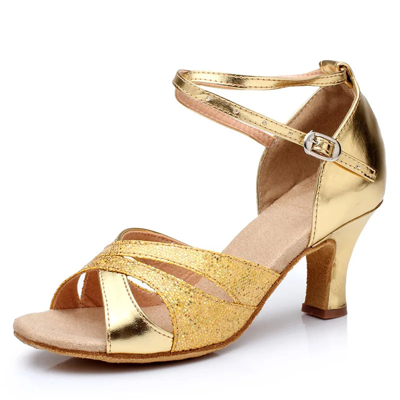 Cheapest Latin Dance Shoes with Soft Bottom and Middle Heel for Ethnic Social Dance Ballroom Dance Shoes