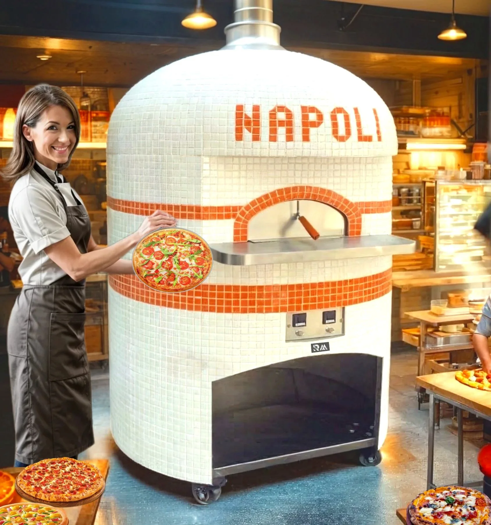 A low price of New materials wholesale good manufacturers rotary gas fast napoli rotating grill pizza oven for restaurant japan