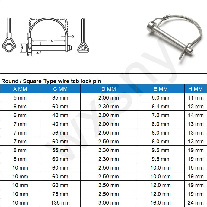 Factory Safety lynch Pipe Retaining Linch Pin Zinc-Plated Square Round Wire Lock Pin