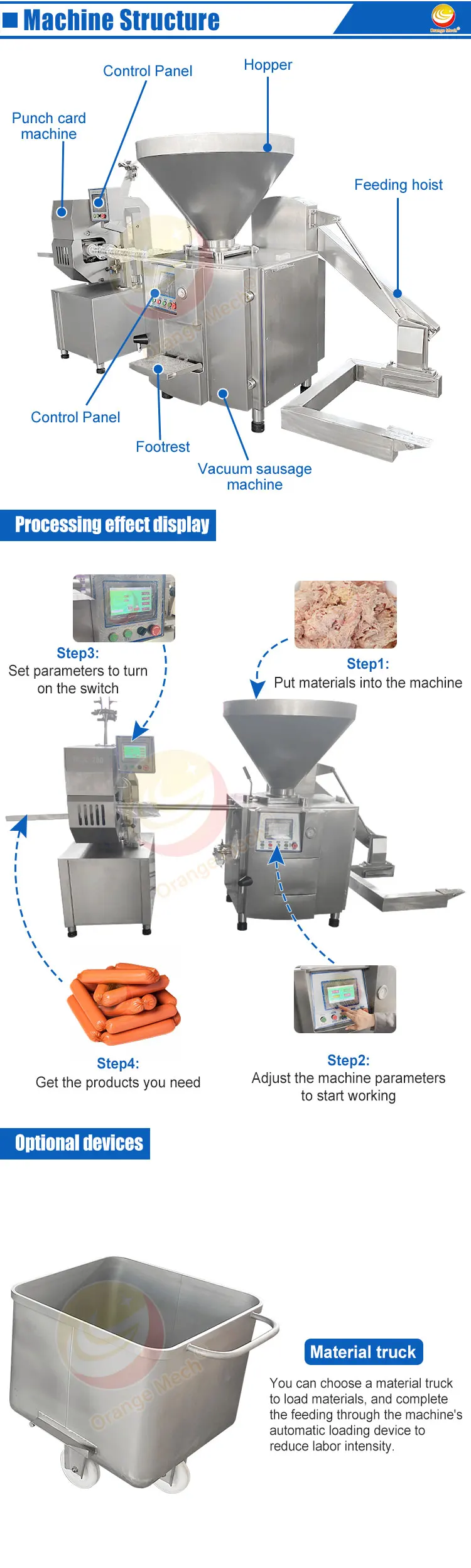 Automatic Commercial Vacuum Sausage industrial commercial Meat product making machine sausage stuffer with twisting function