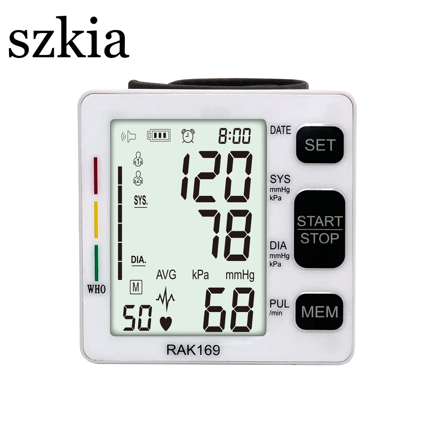Wrist Blood Pressure Monitor  Adjustable Cuff+2AAA Battery and Storage Case - Irregular Heartbeat Detector & 198 Readings Memory