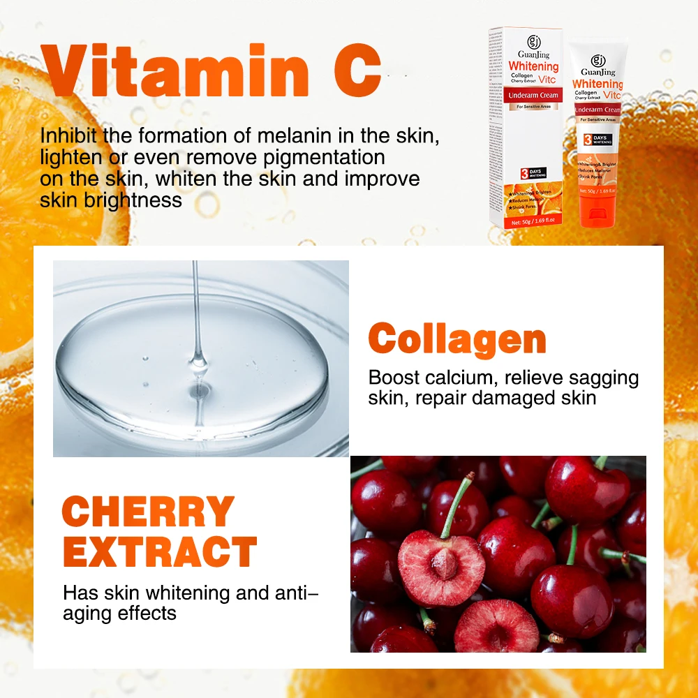 Vitamin C Armpit Dark Spot Remover Lightening Collagen Body Skin Lotion Underarm Whitening Cream for Spots in the Armpit