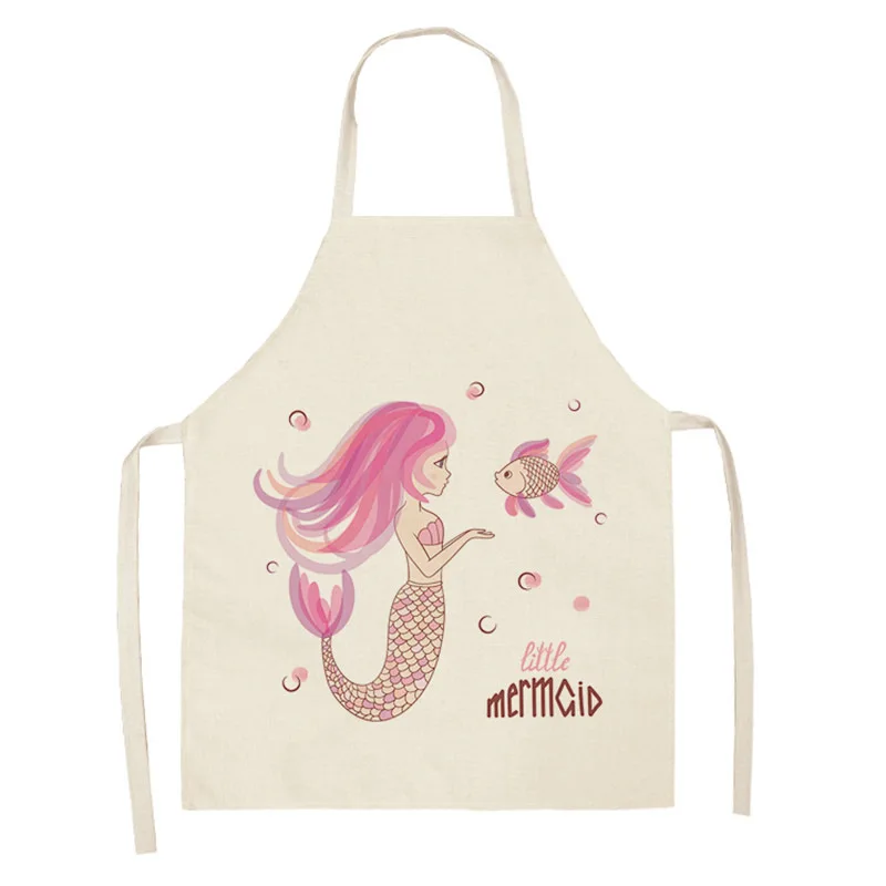 Cartoon mermaid print kitchen day anti-fouling sleeveless apron cover