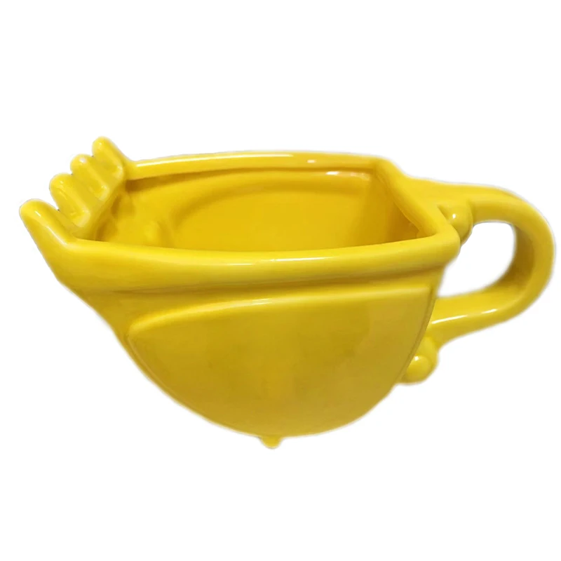 Personalized Special Shaped Ceramic Yellow Excavator Mug