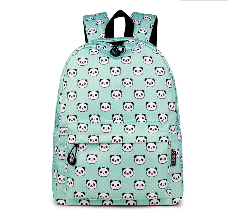 Wholesale cartoon panda head pattern printing waterproof fashion student laptop backpack custom school backpack