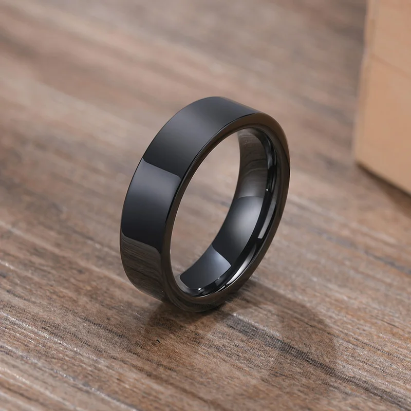 Hot Selling Cheap Jewelry Simple Design 6mm White Black Ceramic Ring Blank Wedding Band Ring for Men Women