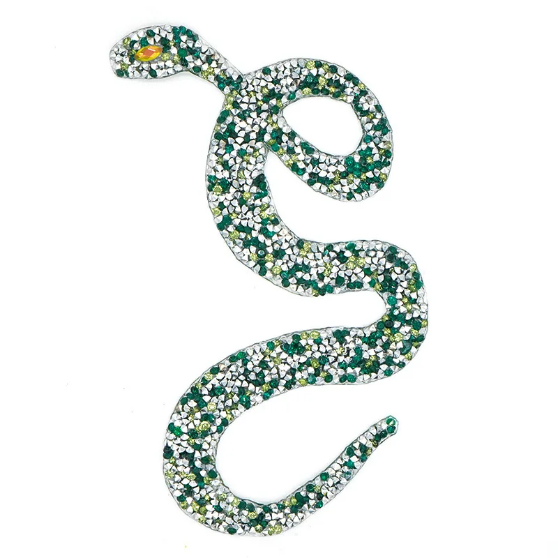 China Manufacturer Shinny Snake Rhinestone Applique Hotfix Rhinestone Patch for Clothing Decorations