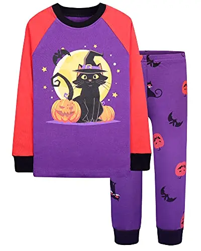 Skull Luminous Pajamas Kids Cotton Long Sleeve Tops Long Trousers Halloween Skeleton Pajamas Sets With Noctilucence