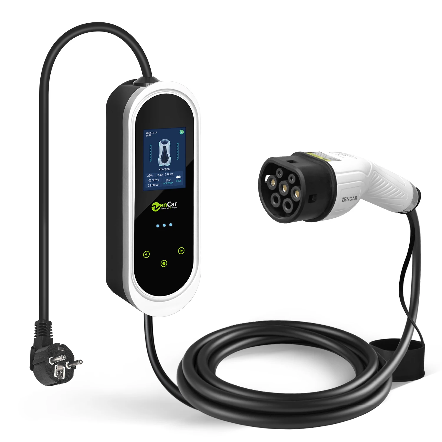 Zencar Тип 2 Ev Level зарядное устройство 16A однофазный мобильный Evse зарядка Schuko штекер водонепроницаемый