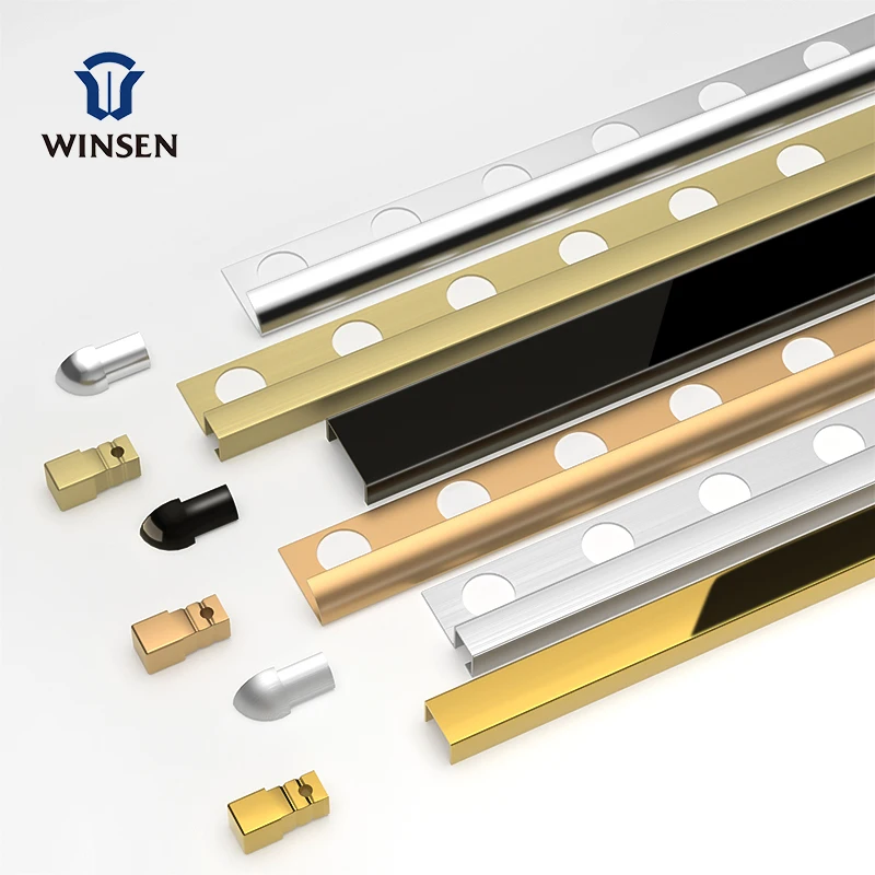 Winsen Factory Stainless Steel Tile Trim For Wall Floor Furniture Decoration Stainless Steel Tile Edge Trim Metal Tile Corner