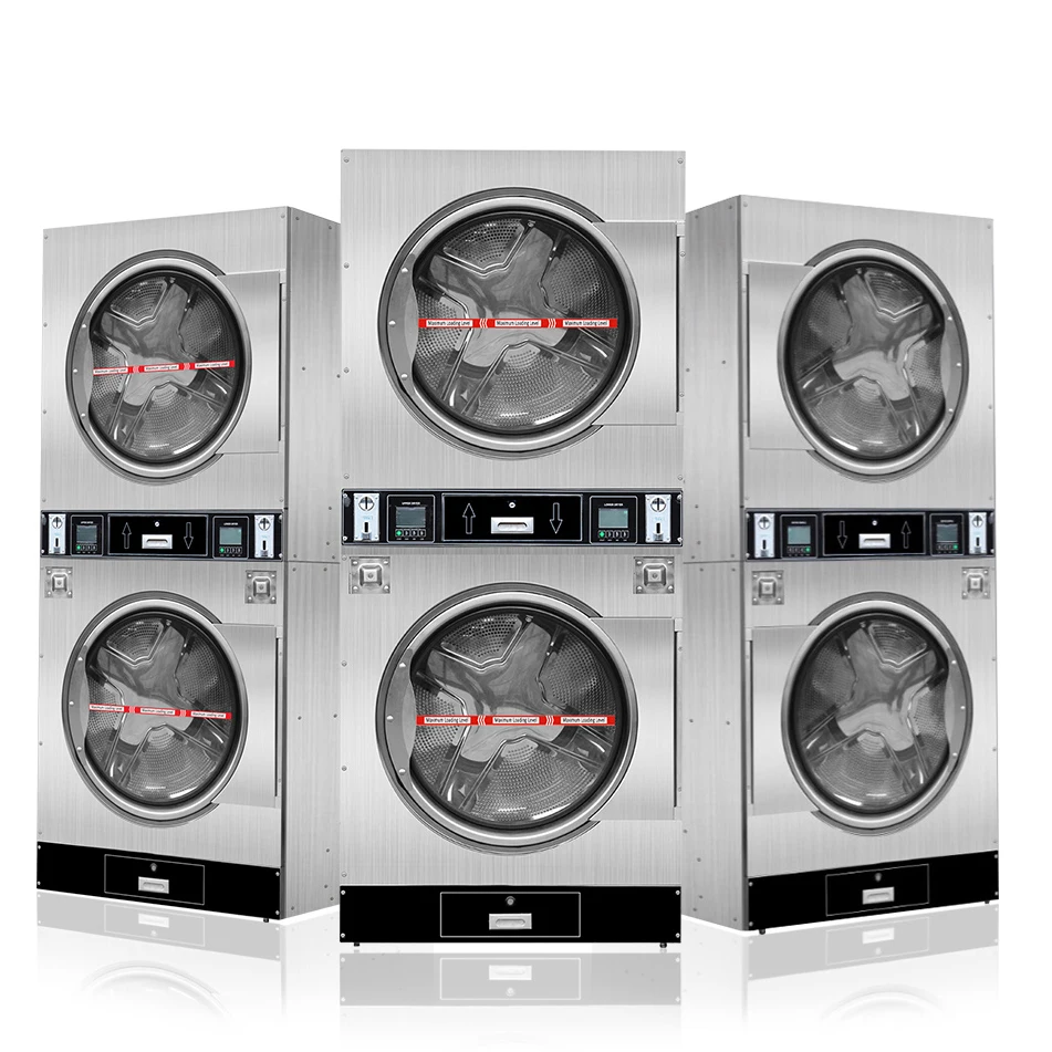 Hot selling high quality commercial dryer machine laundry equipment washing machine coin operated  stack washer and dryer