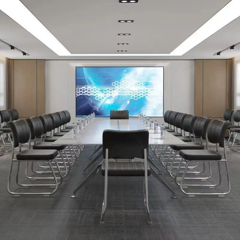 Large Leather Rest Armchair Office Meeting Room Boss Chair Comfortable Seat Computer Steel Metal Frame Chair