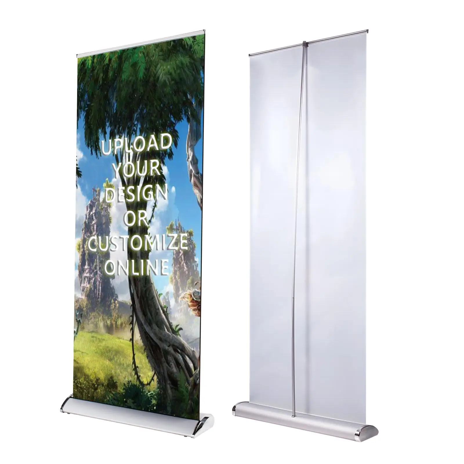 Luxury New 85cm*200cm Aluminum Rectangular Top Clip Beam Wide Base Roll up Display Stand for Advertising Banner Stand
