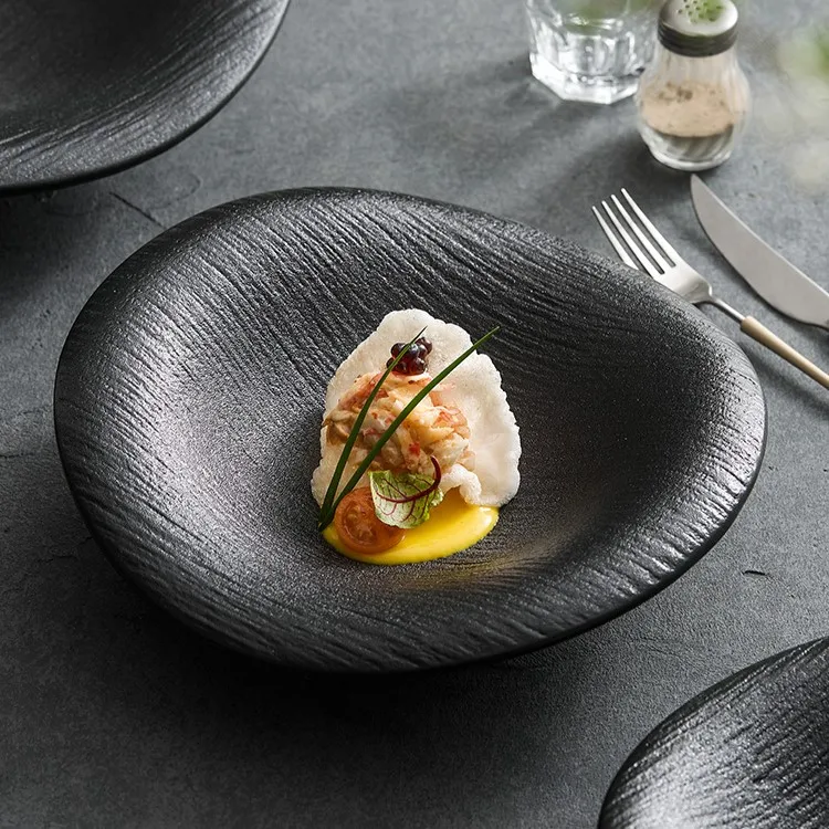 Italian restaurant Luxury Plates porcelain soup plate white ceramic flanging salad bowl