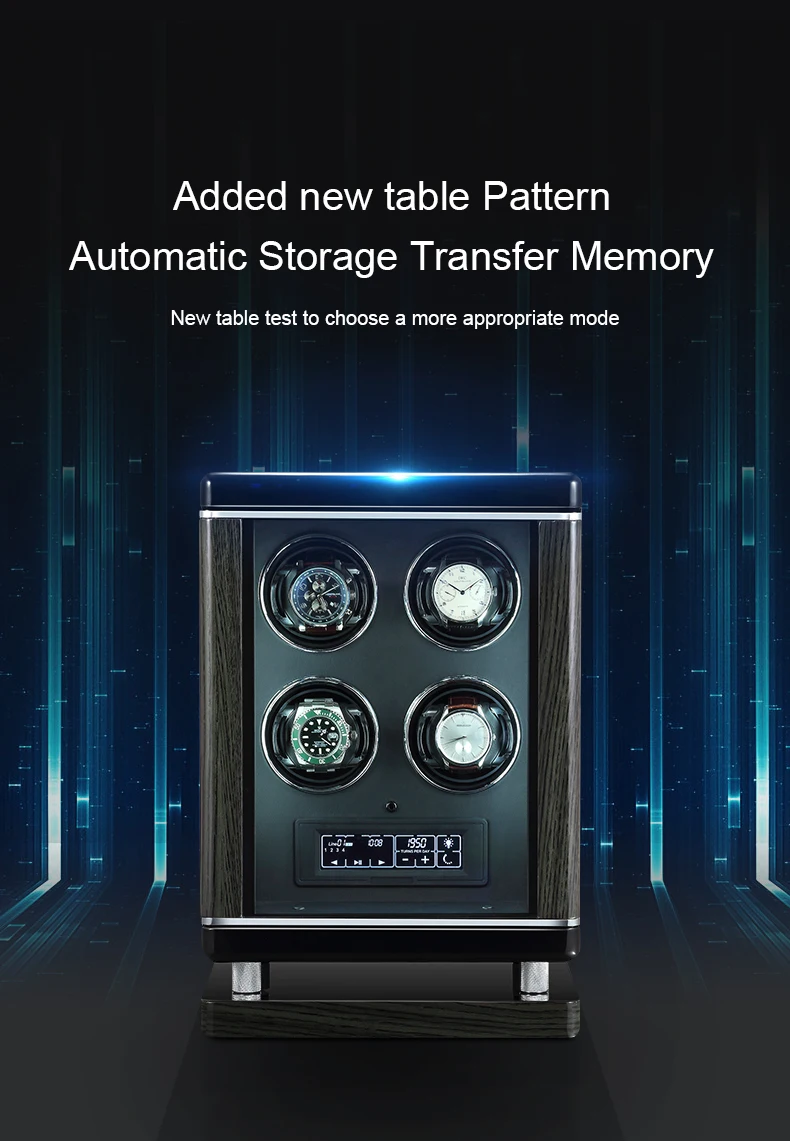 Automatic watch winding fingerprint unlock luxury wood watch storage case Touch control Piano paint back