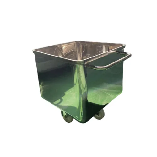 Customized 200L Stainless Steel Meat Trolley Food Grade Meat Tote Bins Metal Meat Hopper Skip Cart with Drain Service Equipment