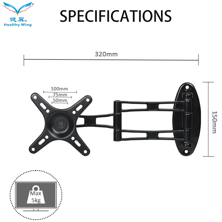 Aluminum Alloy Foldable Laptop Stand Adjustable Tv Mount Wall Bracket Tilt