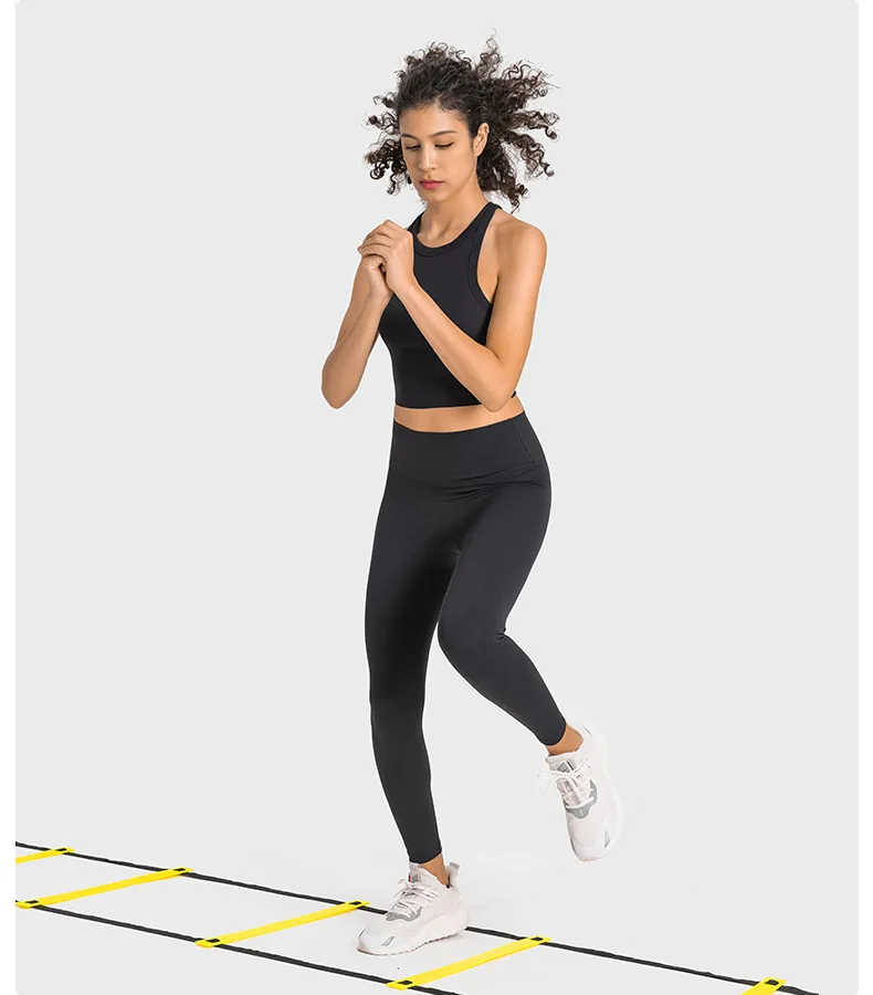 Custom Logo High Quality Lycra Spandex Fabric Gym Fitness Yoga Set Women Workout Sports Clothing Bra And Leggings 2 Piece Set