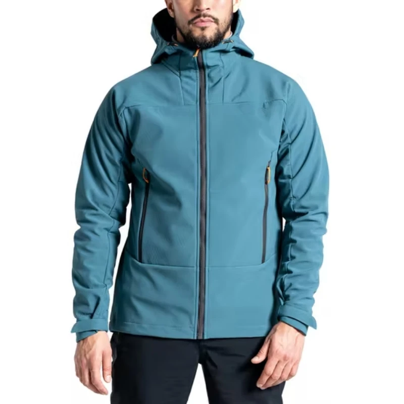 Factory outlet best quality full zip slim-fit hoodie jacket for men waterproof light spandex casual safari wear softshell jacket