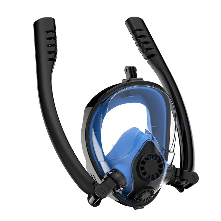 2021 new design Full Face Double tube Snorkeling Masks Panoramic View Anti-fog Anti-Leak Swimming Snorkel Underwater Diving mask