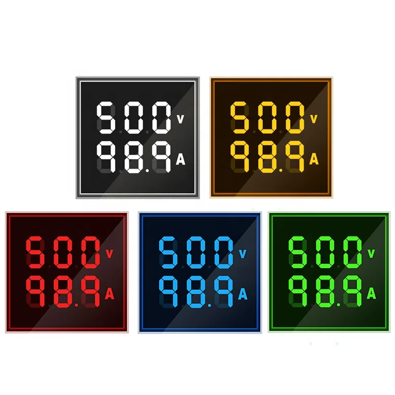 white Square V+A LED Display 22mm AC Meter Indicator 2 in 1 digital ammeter and voltmeter