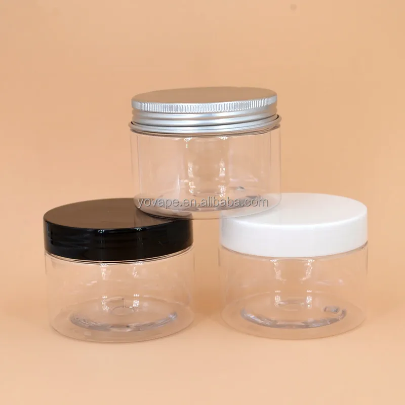 Low wide mouth jar for teeth whitening bath salt 50g 50 ml 80ml 8 Oz 16oz serum creme pet plastic bottle cosmetic jars with lids