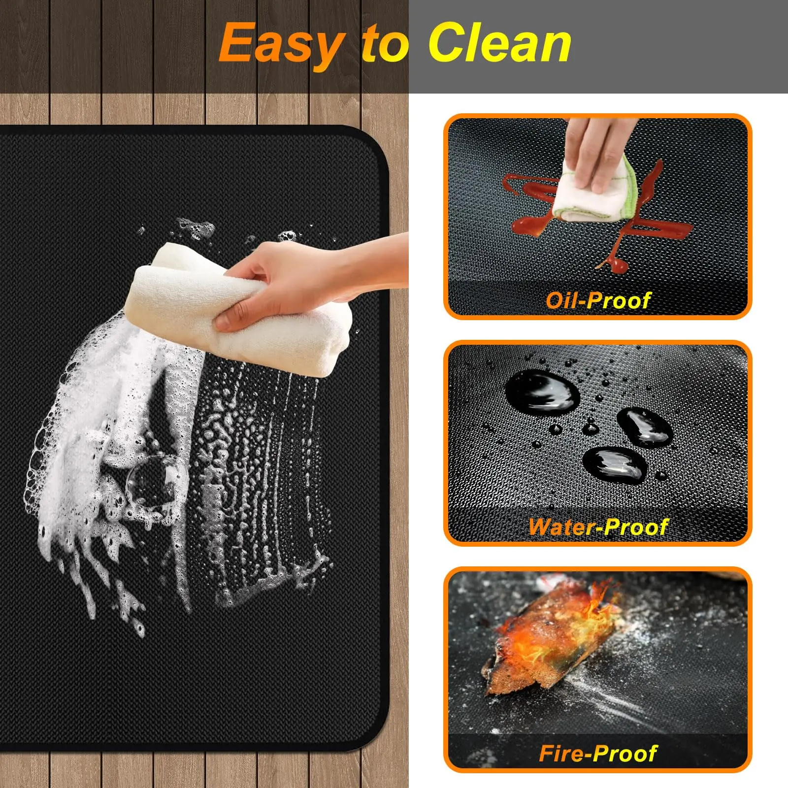 Double Sided Fireproof Grill Pad Indoor Fireplace Mat Waterproof Oil Proof BBQ  Mat Grill Smoker Deck Protective Fire Pit Pad