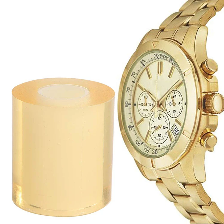 
New Style Gold Colour PVC Film Roll Plastic Clear Self Protection Adhesive Film for Watch 
