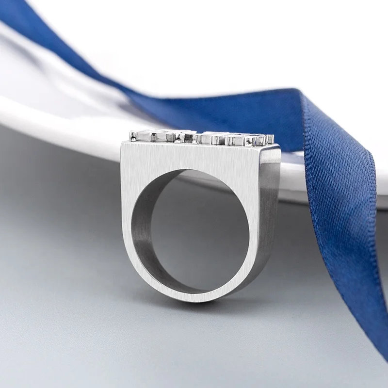 High Quality Creative Trend Stainless Steel Glossing Chinese Character Rings For Sensitive Skin