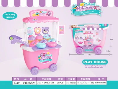 Kids play house Cake Candy donuts cart toy Pretend Play Food Dessert shop Set Toy for trolley kitchen