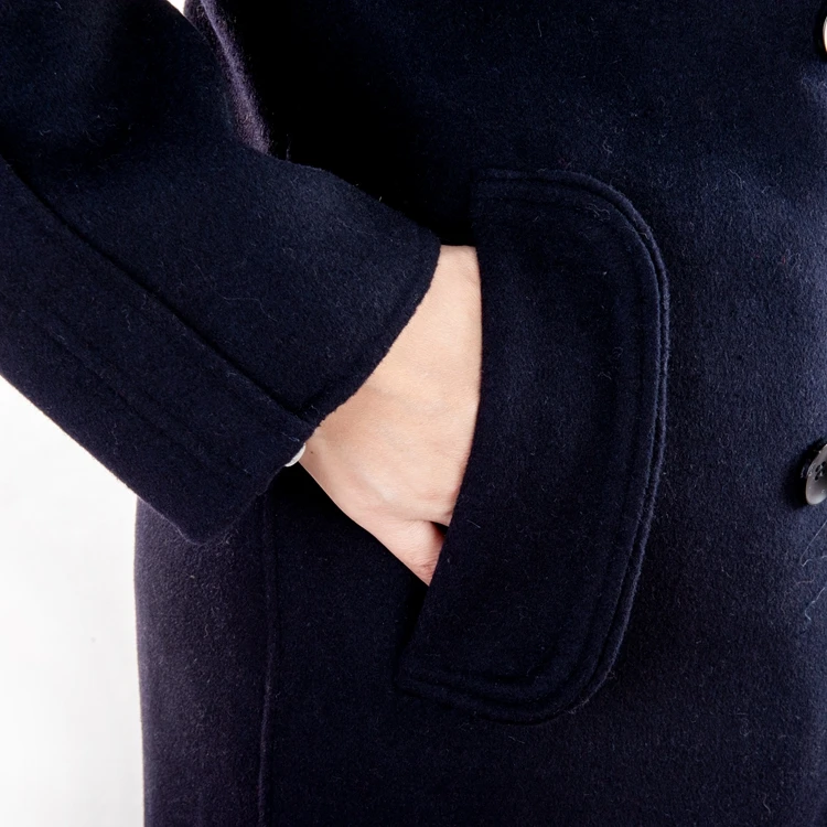 Autumn and winter long double breasted long duffle coat british navy women ladies pea coat