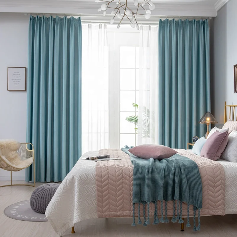 Защита окружающей среды чистый цвет простота Толстая гостиная большая занавеска оптовая продажа затемненные занавески окно