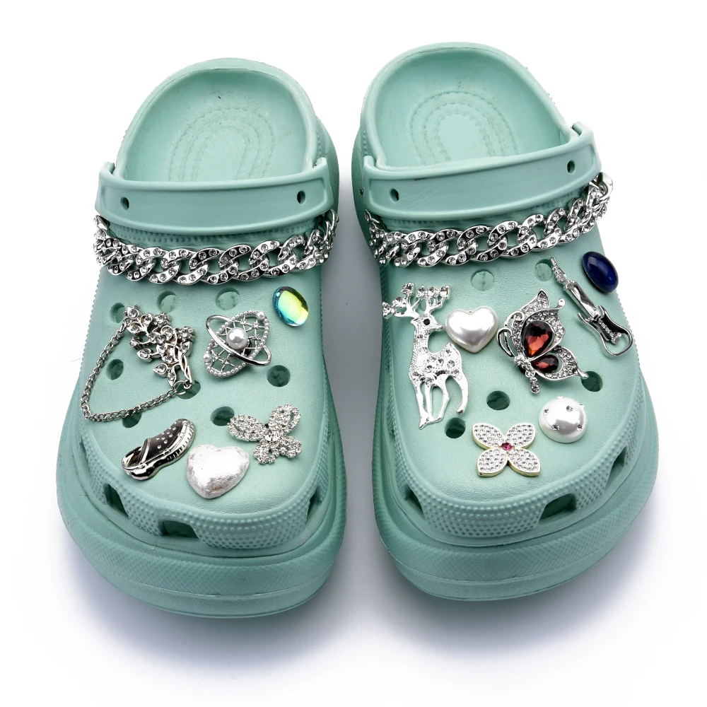Christmas 2024 New Trend Women DIY Designer Crystal Metal Accessories Custom Luxury Decoration Clogs Shoes Charm