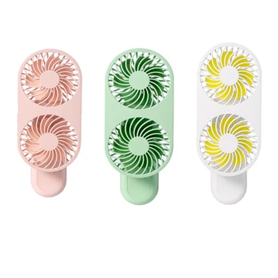 Best cooler Summer Mini Handheld Rechargeable Cool Air Fan Portable Pocket Fan Double Heads Mini Fan