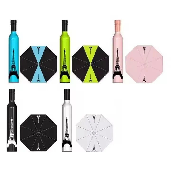New design Wine Bottle Umbrella Folding Logo Prints Customized Sunny and Rainy Umbrella gift advertising Umbrella