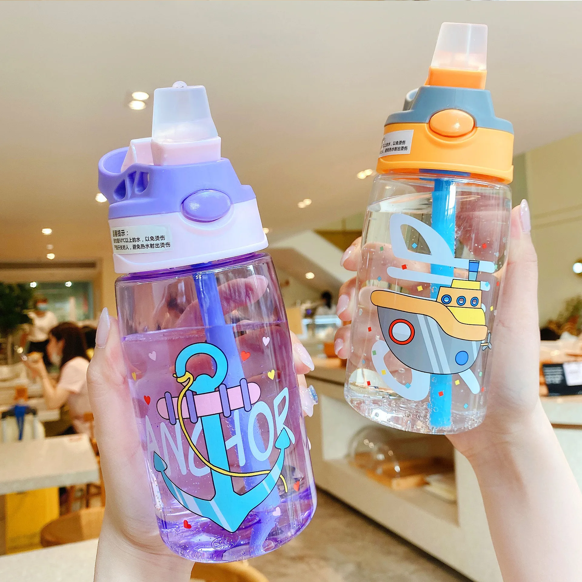 Outdoor Portable Kids school Water Sippy Cup Cartoon Baby Feeding Cups with Straws Leakproof Water Bottles