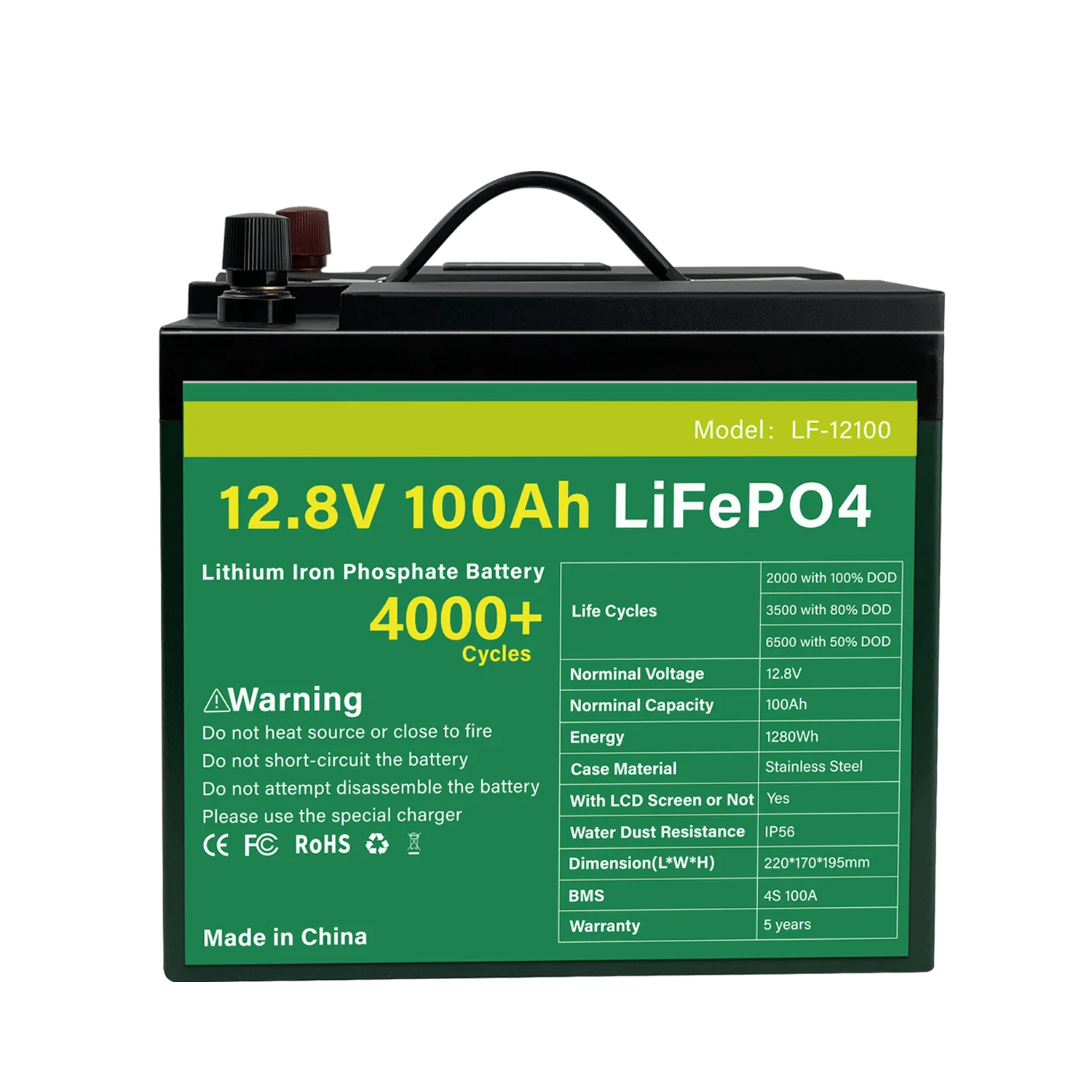 12V Lifepo4 100Ah 200Ah 300Ah 500Ah 600Ah Lithium Iron Phosphate Car Battery Pack Replace Lead Acid Batteries 12.8V