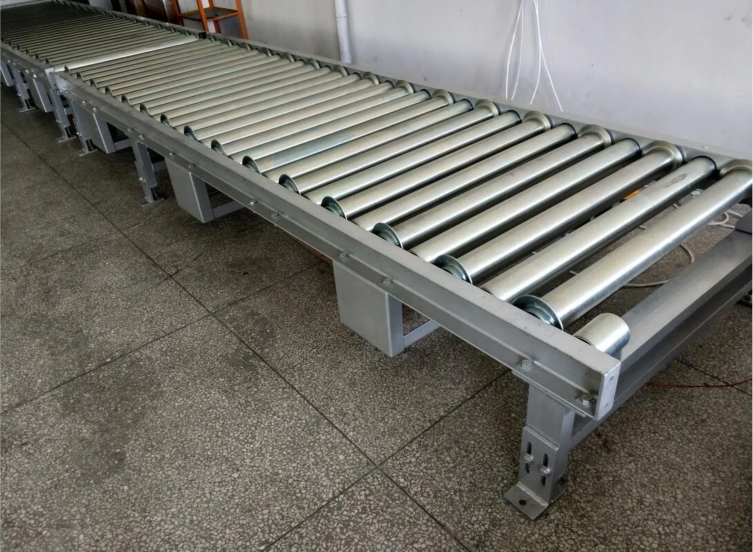 Heavy-Duty Industry Powered Pallet Handling Roller Conveyor System, Pallet Chain Drive Live Roller Conveyor